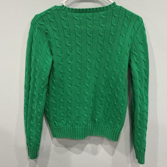 Vintage Ralph Lauren Womens Cable Knit Sweater Size M Kelly Green Old Money Prep - Picture 5 of 6